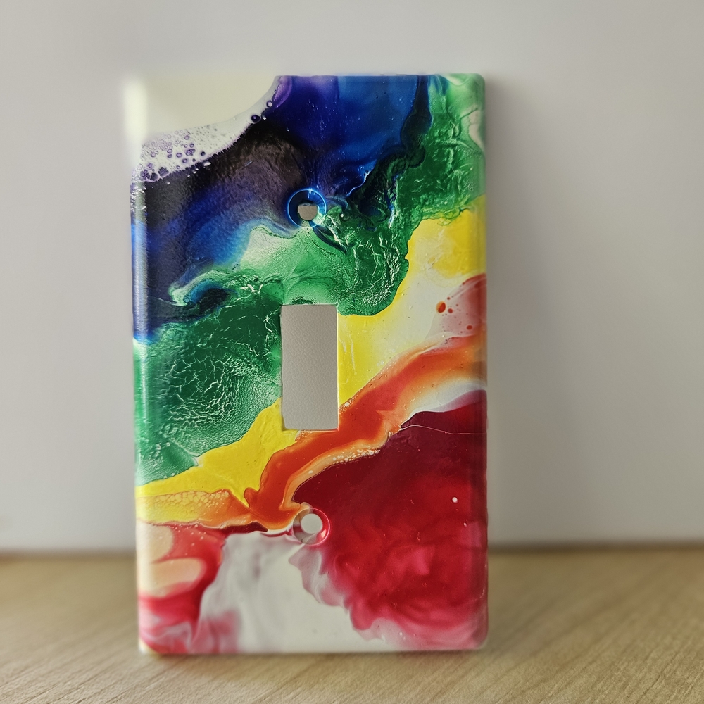 Abstract Fluid Art Multicolor Light Switch Cover